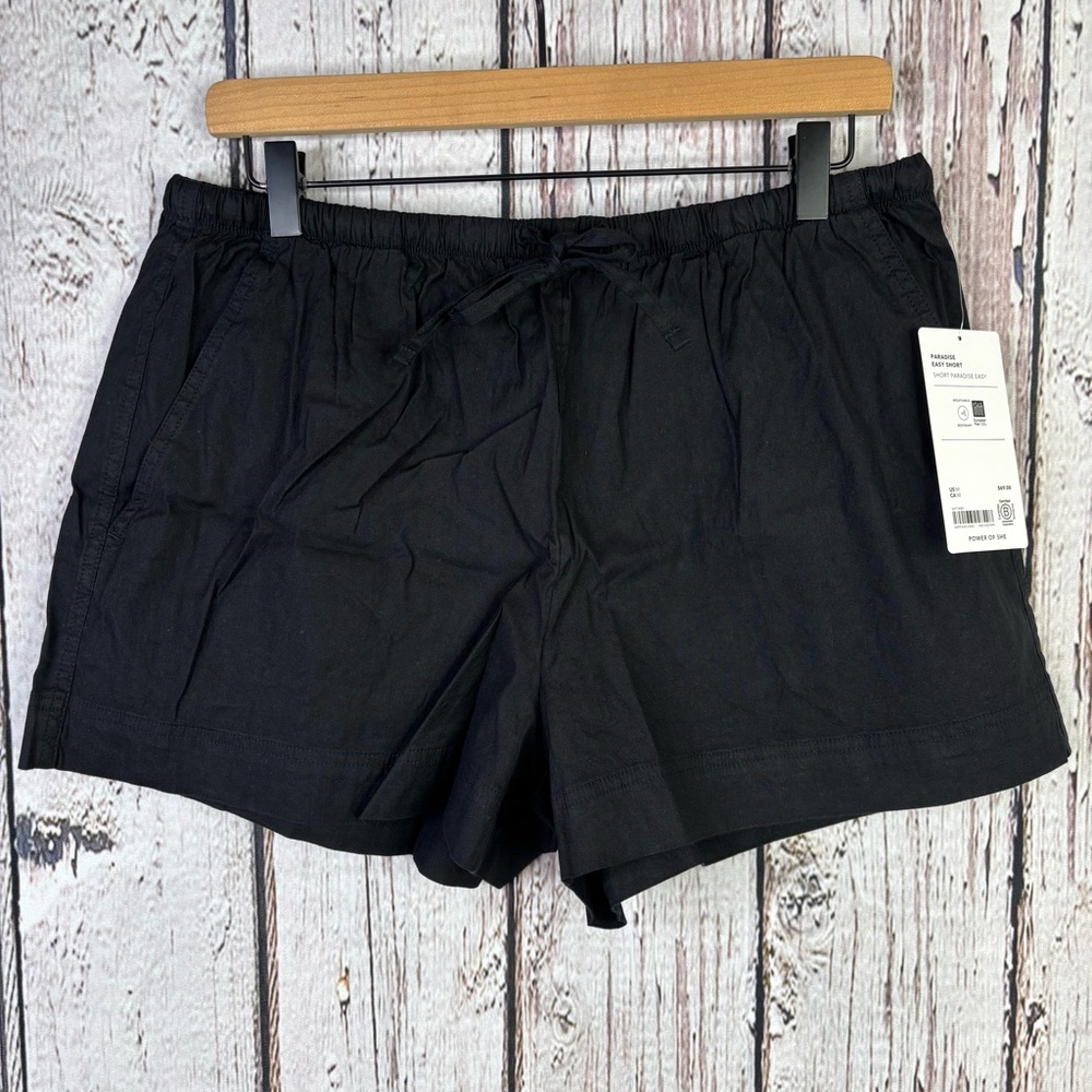 🏷️NWT Athleta Paradise Easy Short Size Medium Black Linen Blend Drawstring Waist
